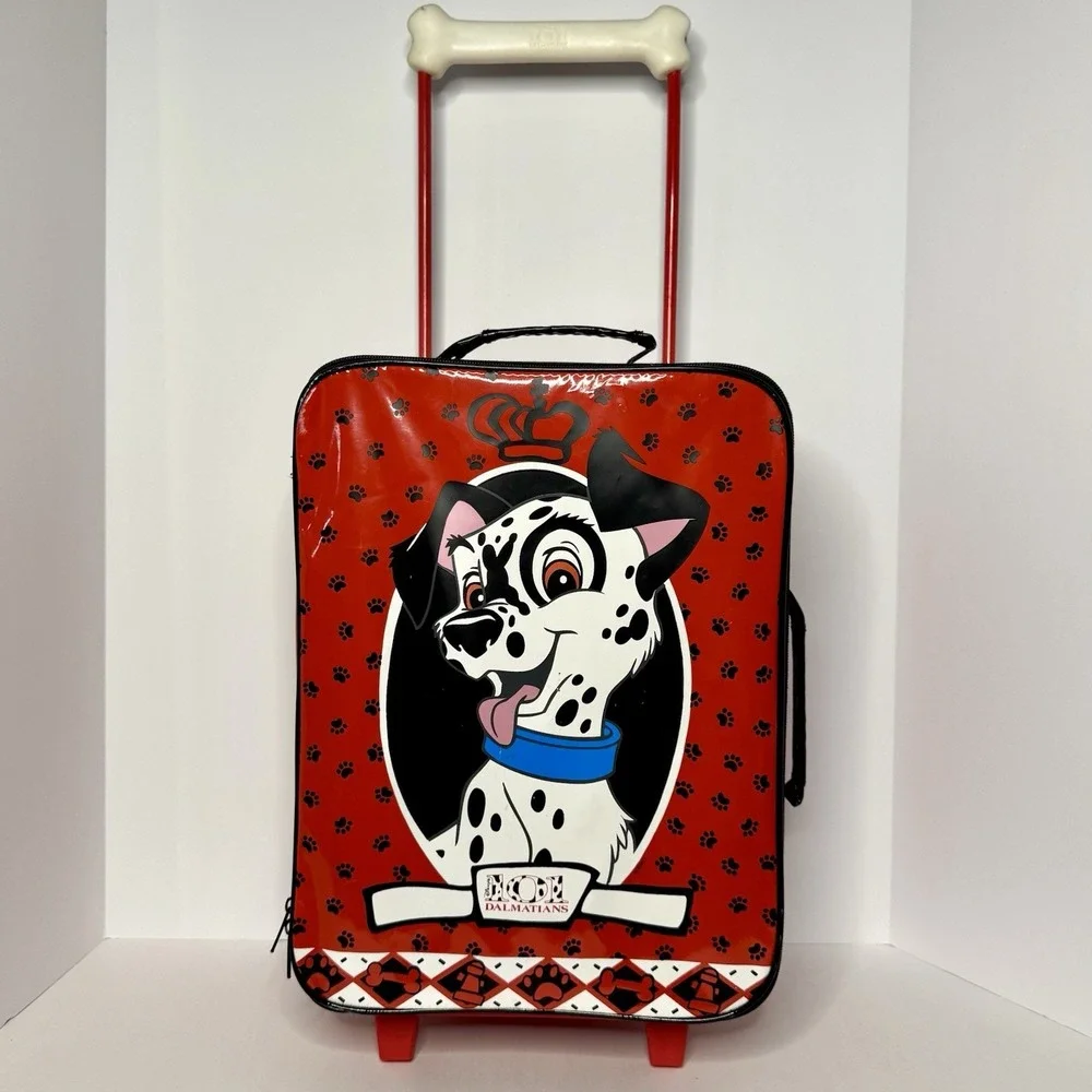 Vintage‎ Disney 101 Dalmatians Rolling Suitcase Bone Shaped Handle 1990s Luggage